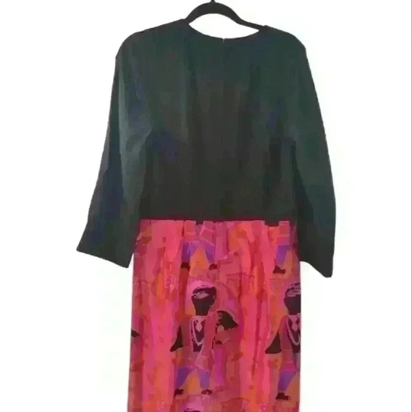 Vintage 1960'S Gumps San Francisco Gibson Bayh Silk Tribal Empire Waist Maxi M/L - Picture 3 of 13